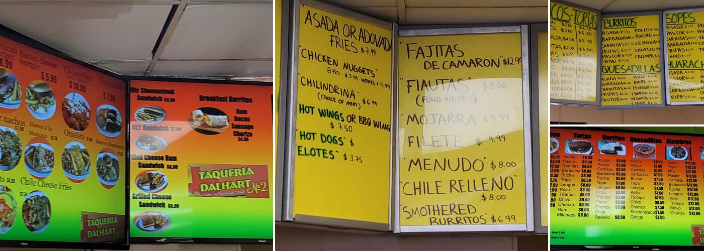Taquería Dalahart Menu