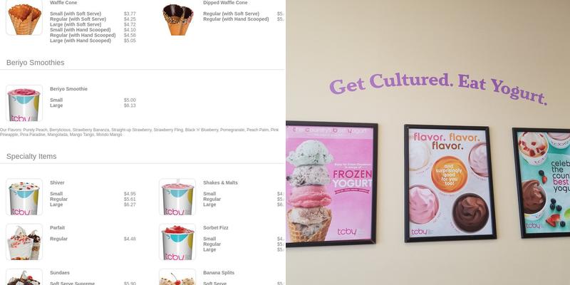 TCBY Menu