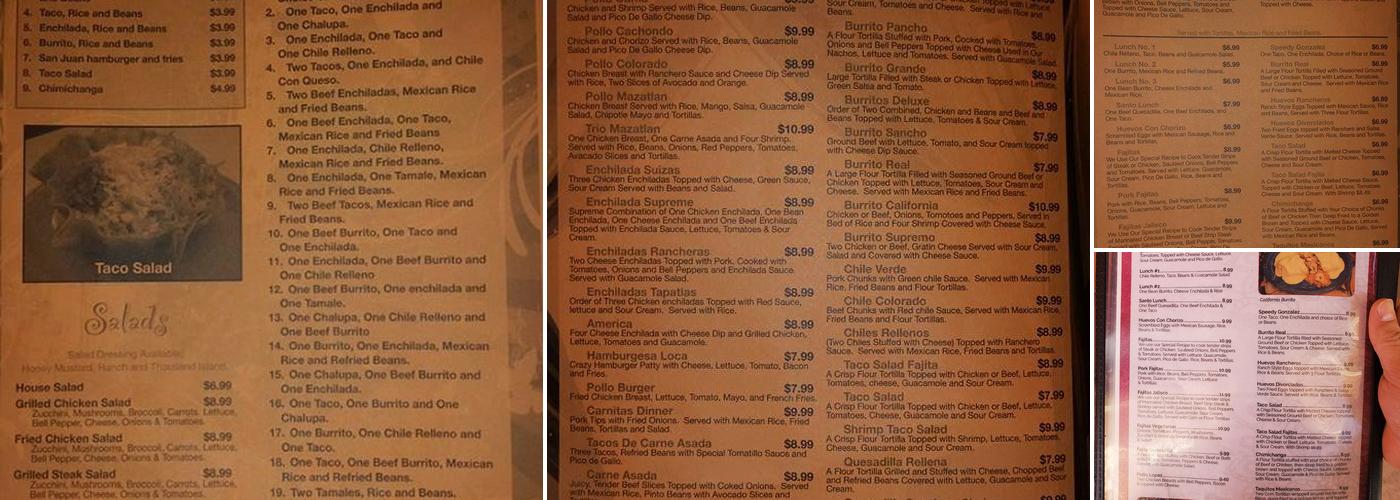 Molcajete Menu
