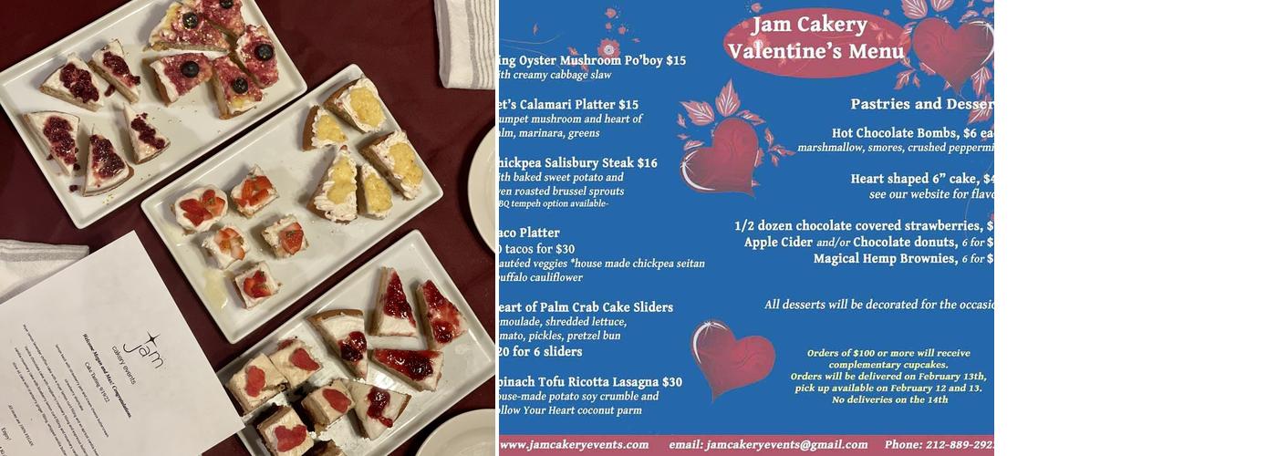Jam Cakery Events Menu