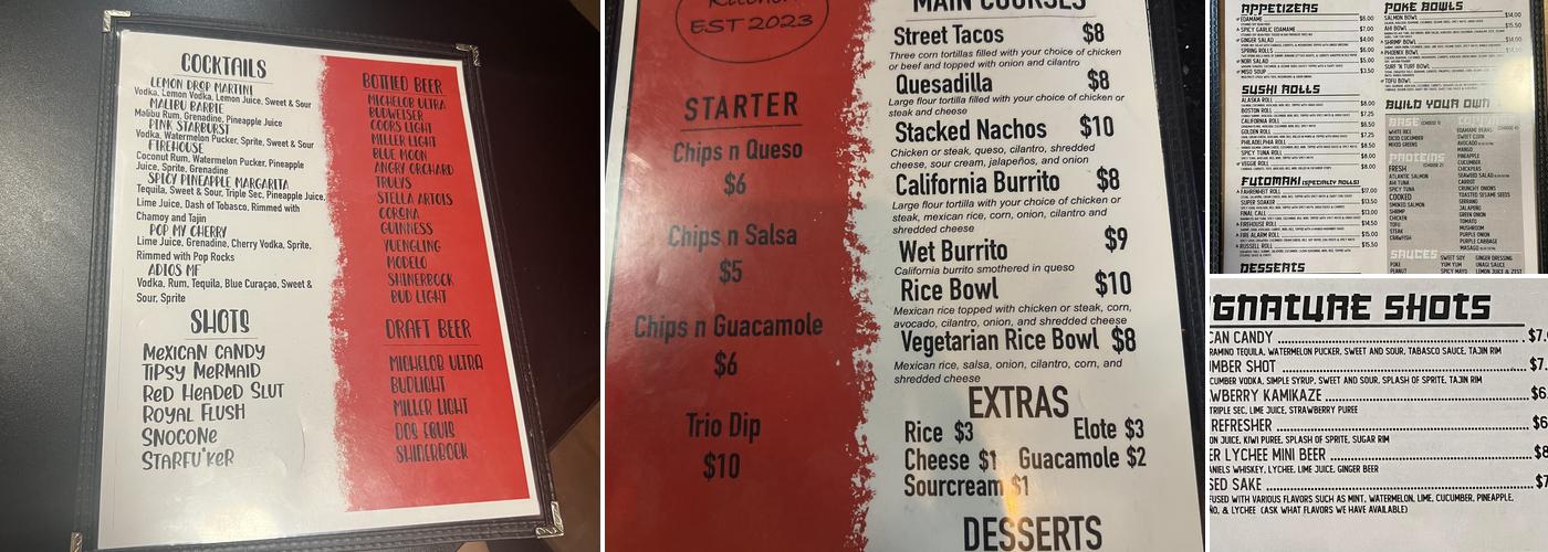 Firehouse Bar Menu