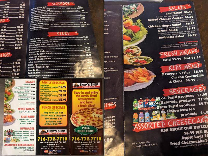 Chop's Bar and Grill Menu