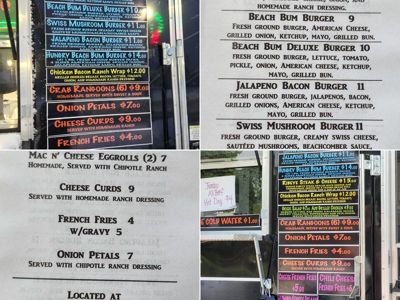 Beachcomber Cafe Menu