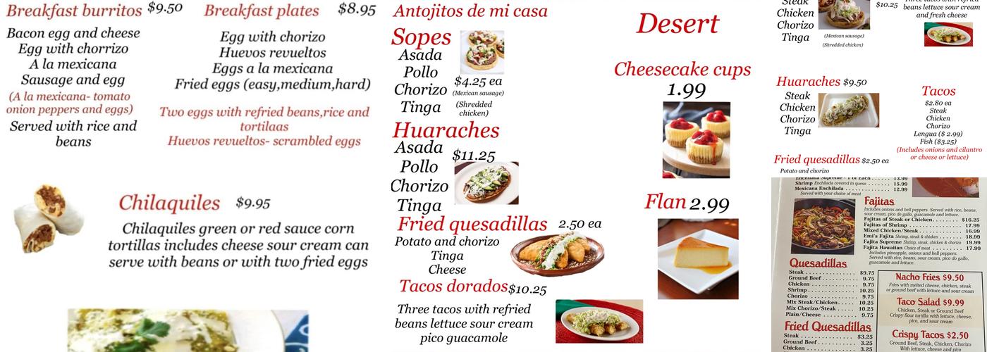 Emi's Restaurant Menu