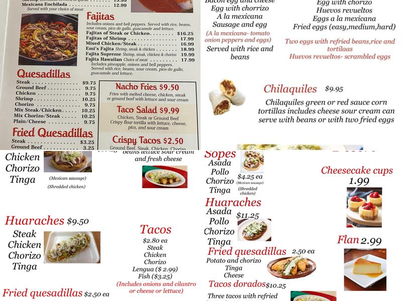 Emi's Restaurant Menu