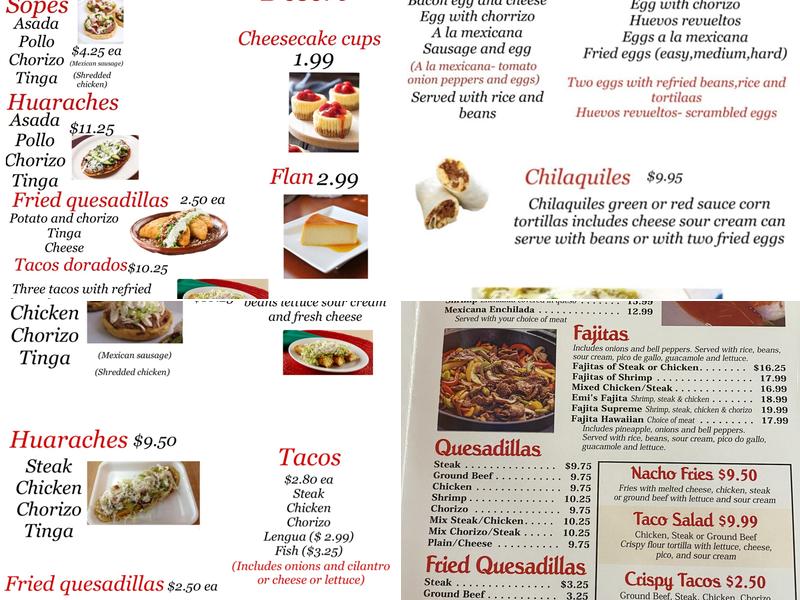 Emi's Restaurant Menu