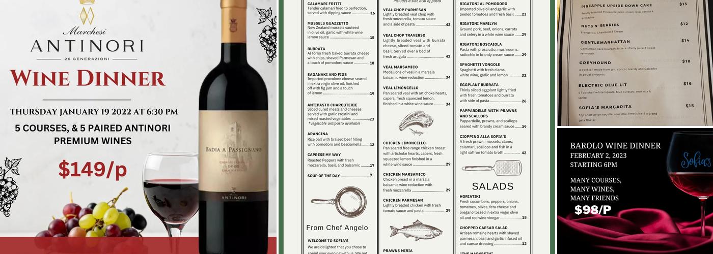 Sofia’s Restaurant Menu