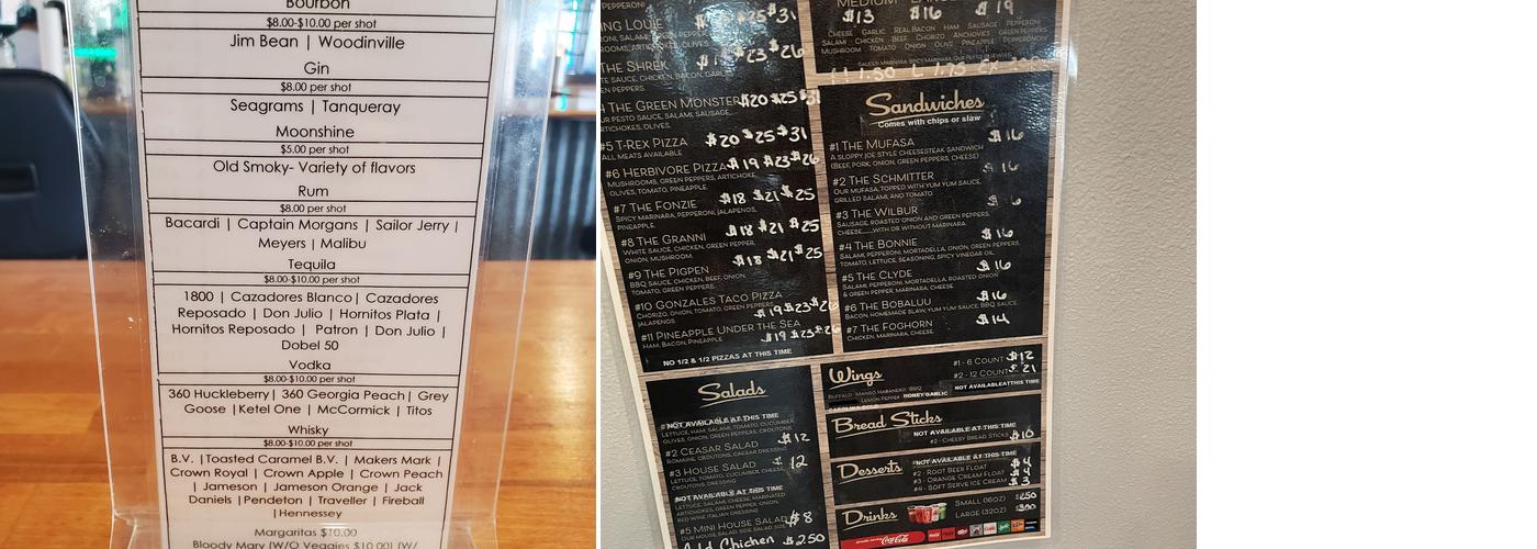 Monkey N' Around Pizza Menu