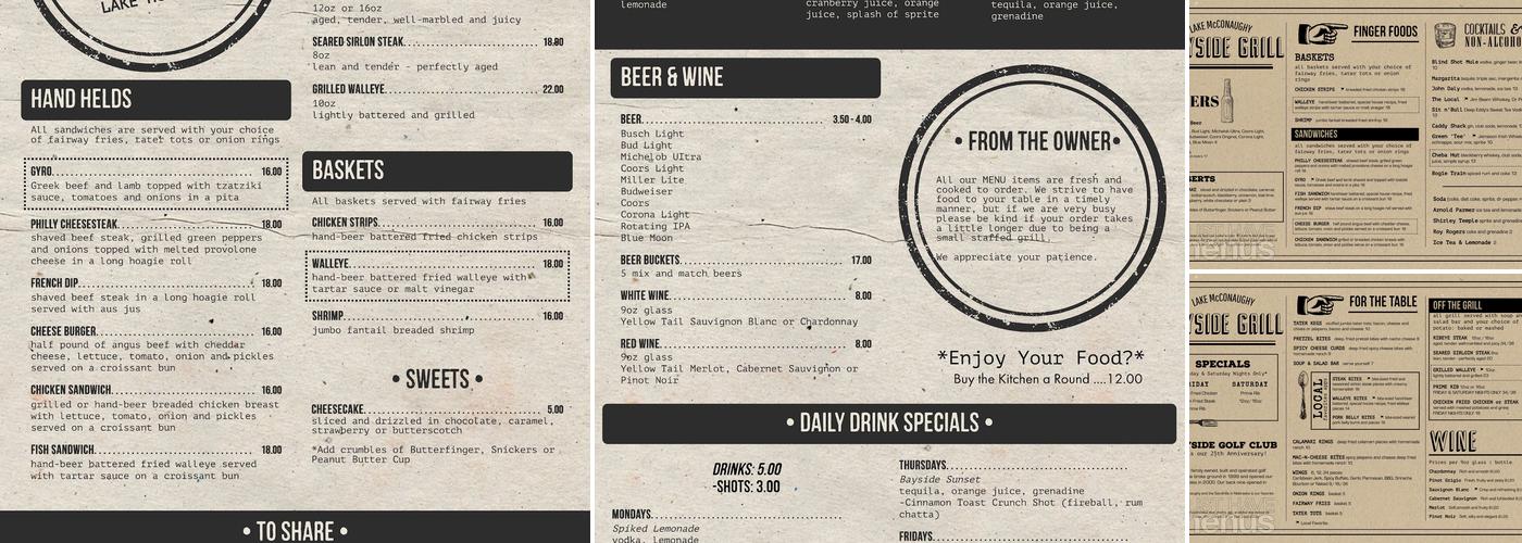 Bayside Grill Menu