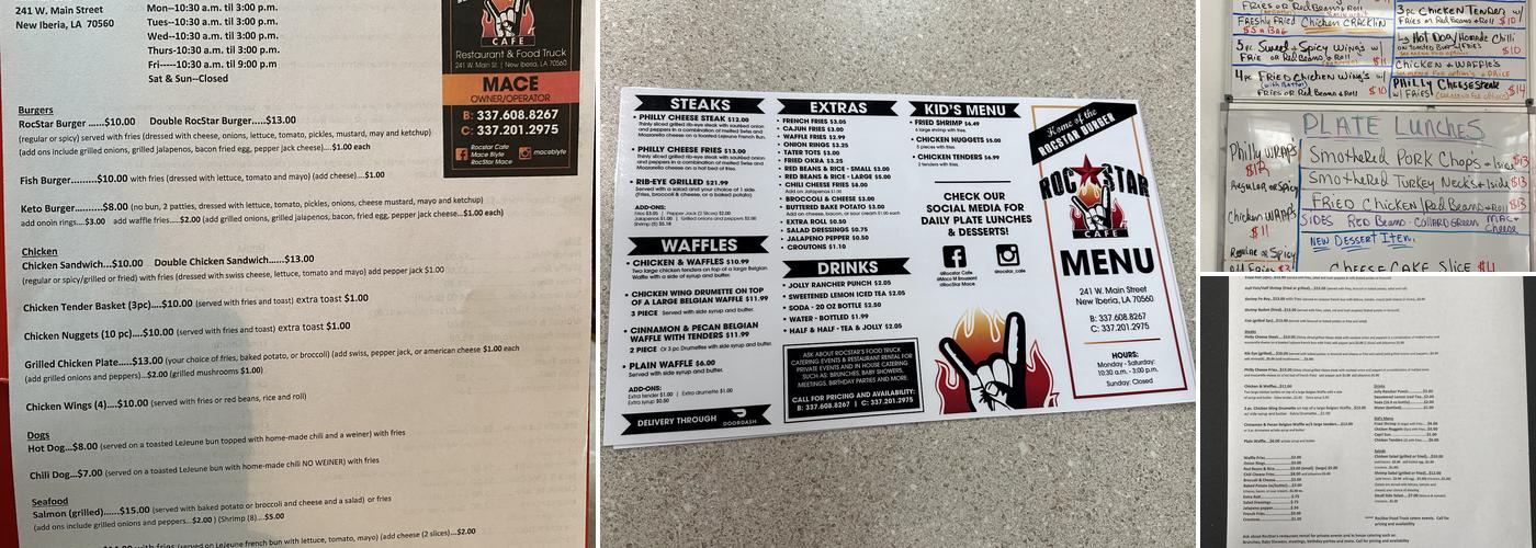 Roc Star Cafe Menu