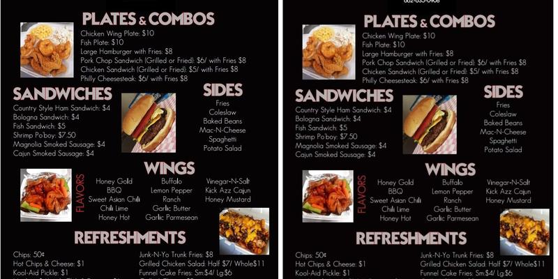 M and S Chicken Shack Menu