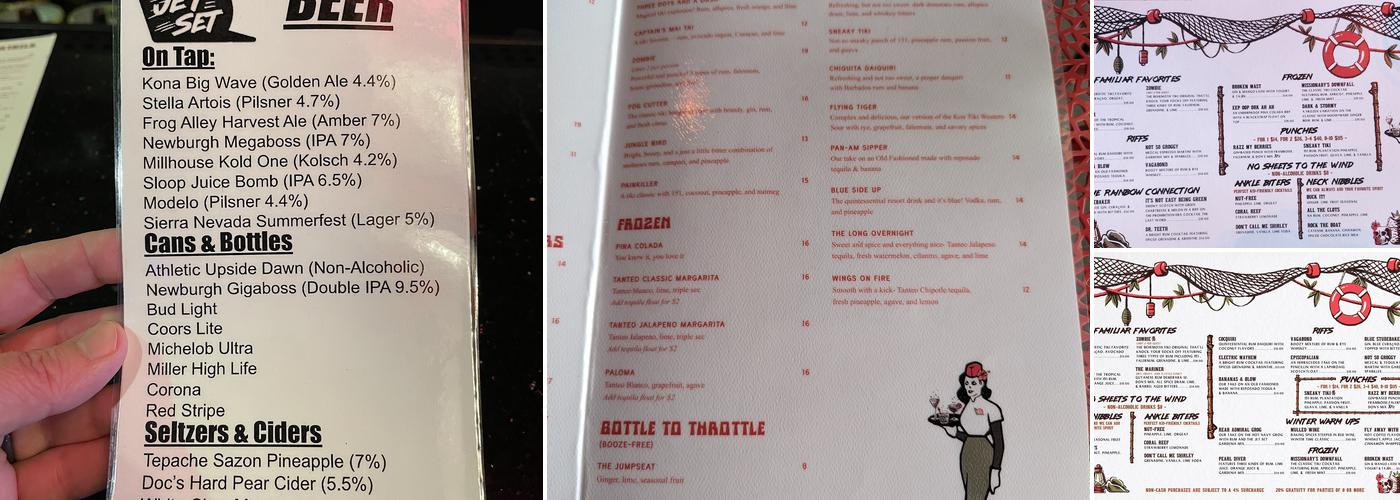 Jet Set Tiki Bar Menu
