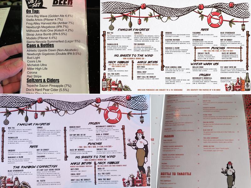 Jet Set Tiki Bar Menu