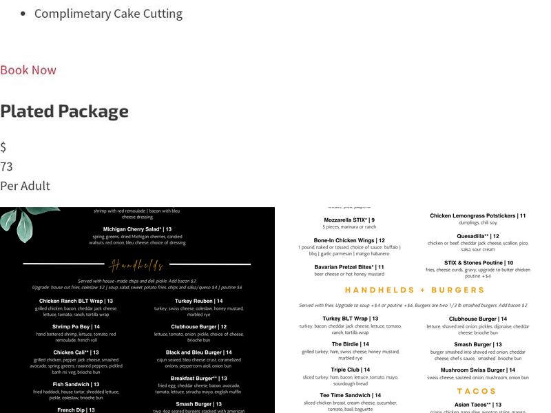 STIX at The Captain's Club Menu