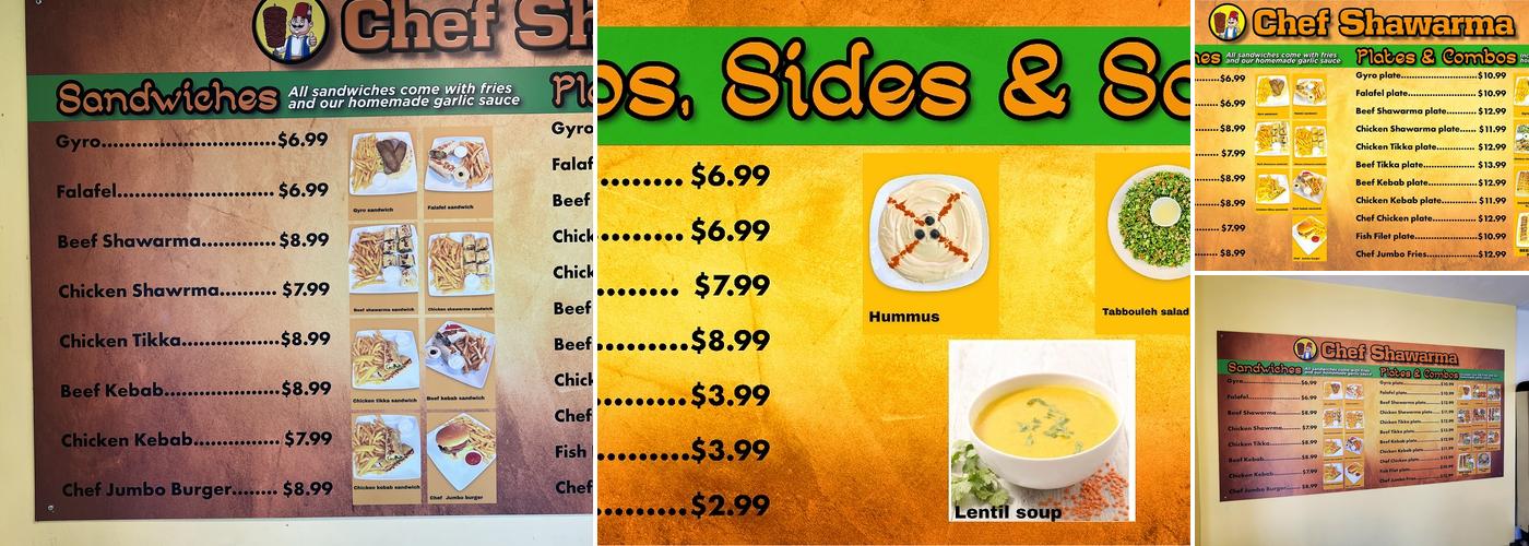 Chef Shawarma Menu