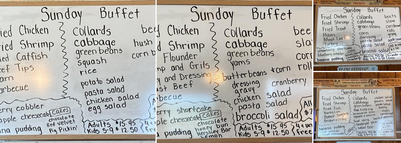 Filling Station Restaurant Menu