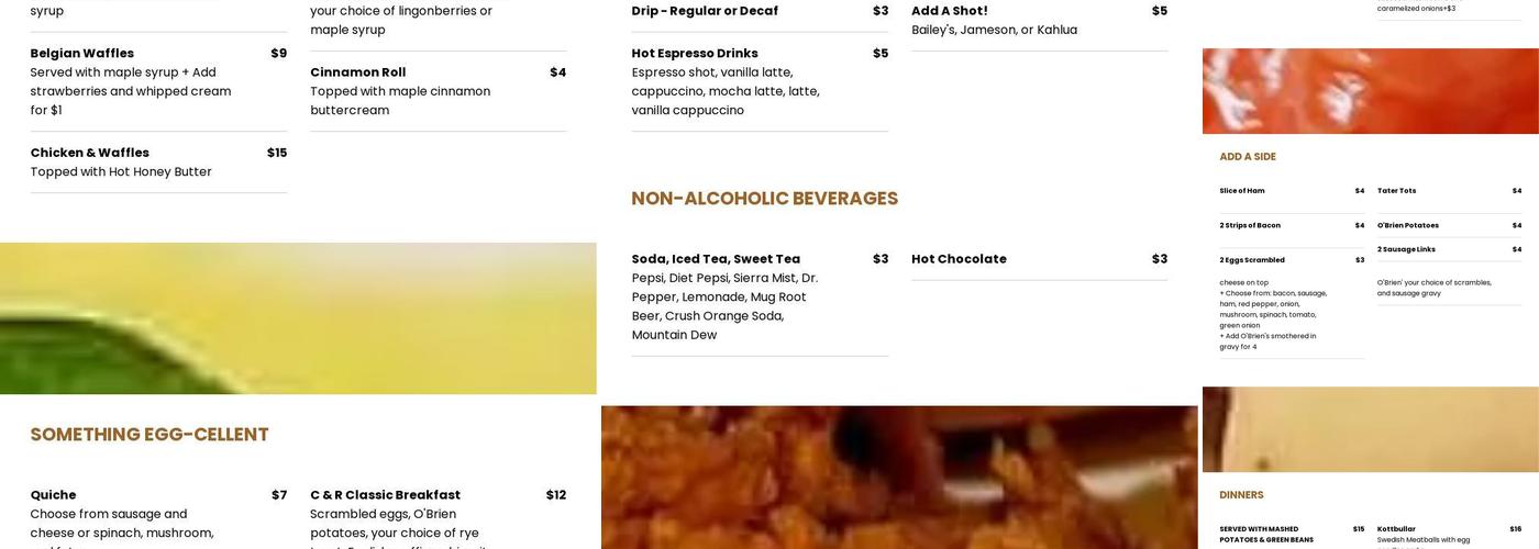 Crown and Rye Menu
