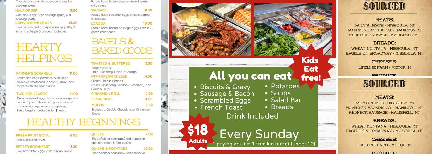 The Old West cafe Menu