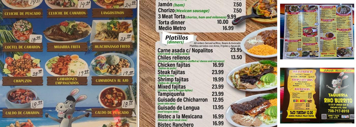 Riko Burrito Menu