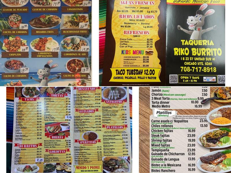 Riko Burrito Menu