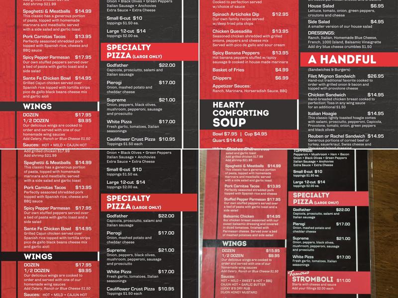 Lucky B's Menu