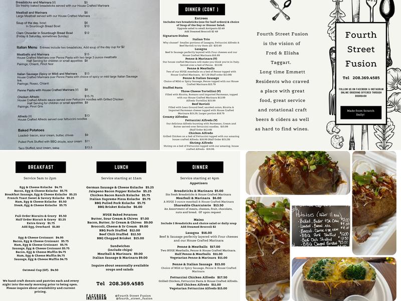 Fourth Street Fusion Menu