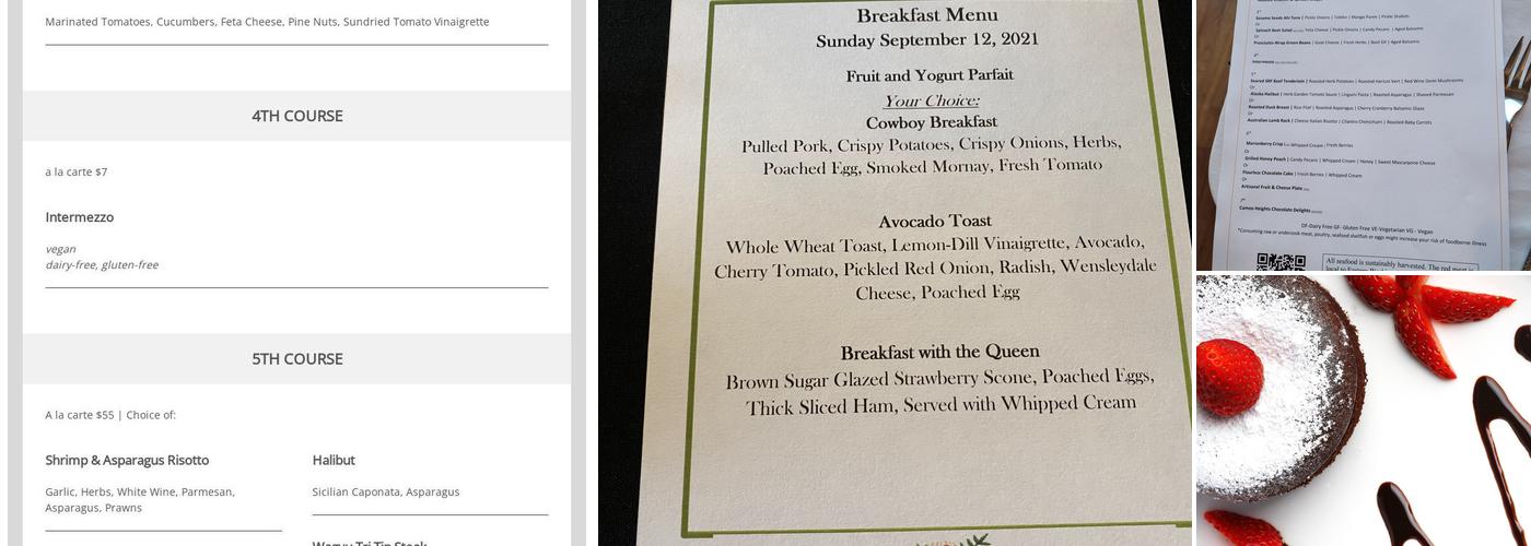 The Vine Fine Dining Menu