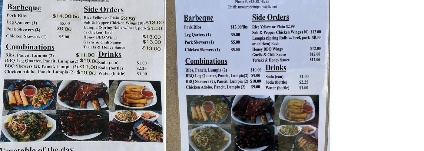 Turo-Turo (Point Point) Menu