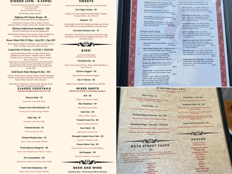 Bridgeview Grill Menu