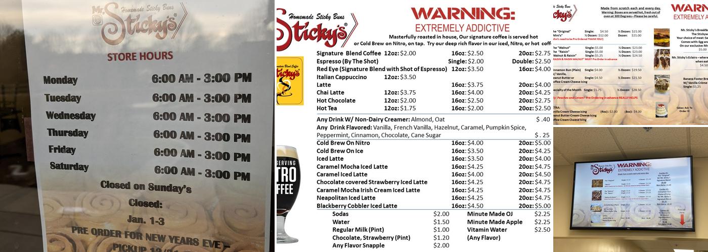 Mr. Sticky's Pottstown Menu