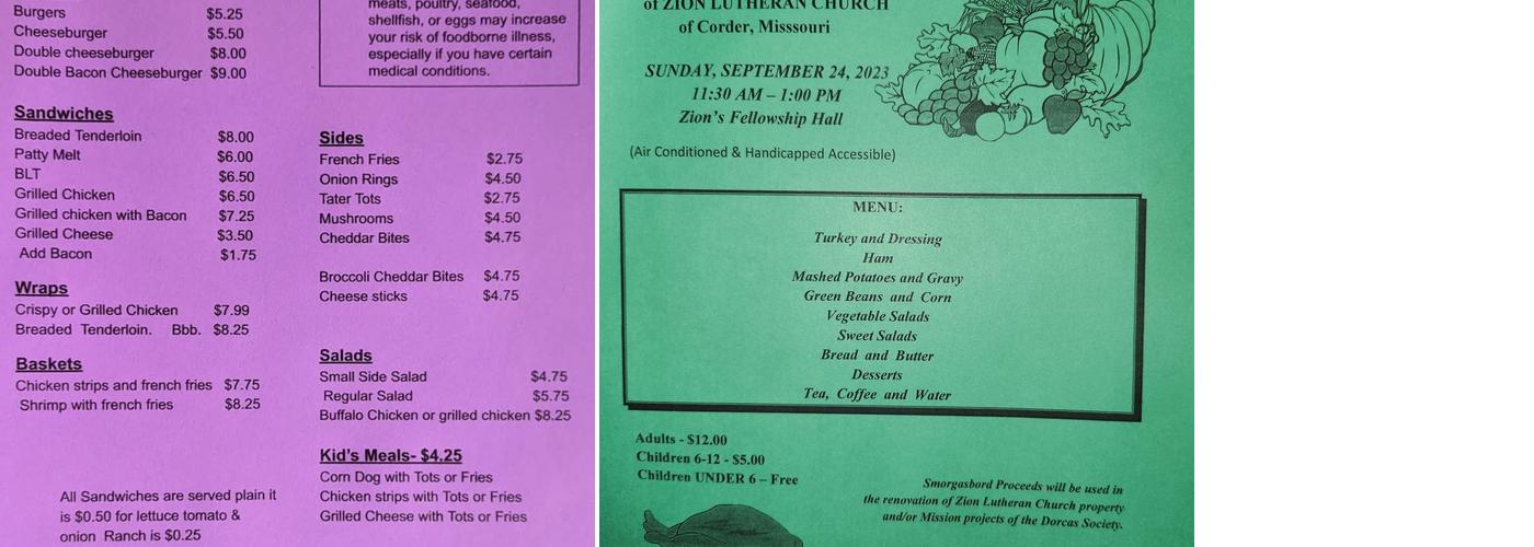 Rounkles Cafe Menu
