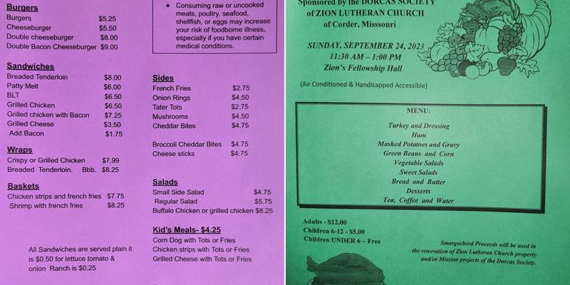 Rounkles Cafe Menu