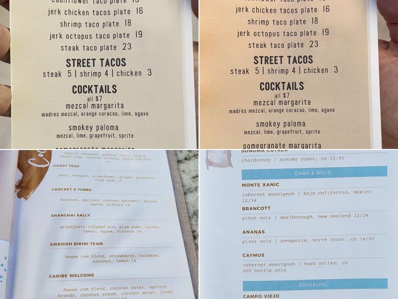 Cococabana Menu