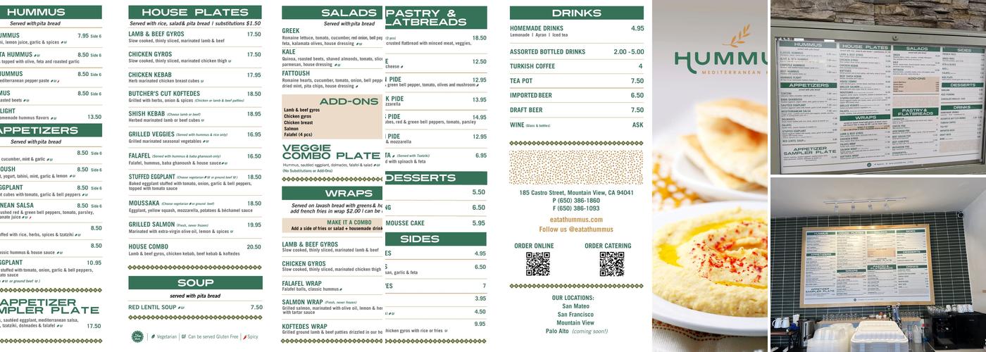 Hummus Mediterranean Kitchen Menu