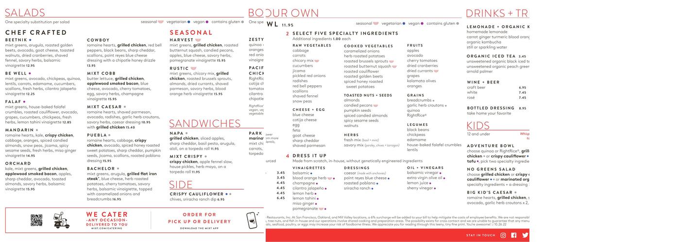 MIXT Menu