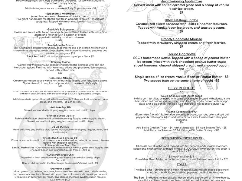 Susanna's Comfort Cuisine Bistro and Bar Menu