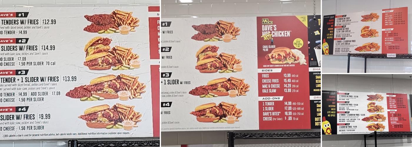 Dave's Hot Chicken Menu