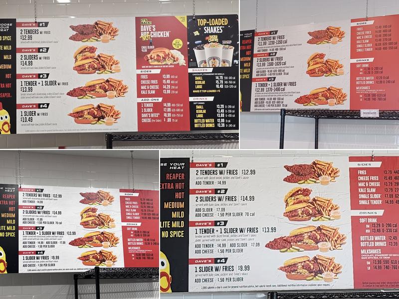 Dave's Hot Chicken Menu