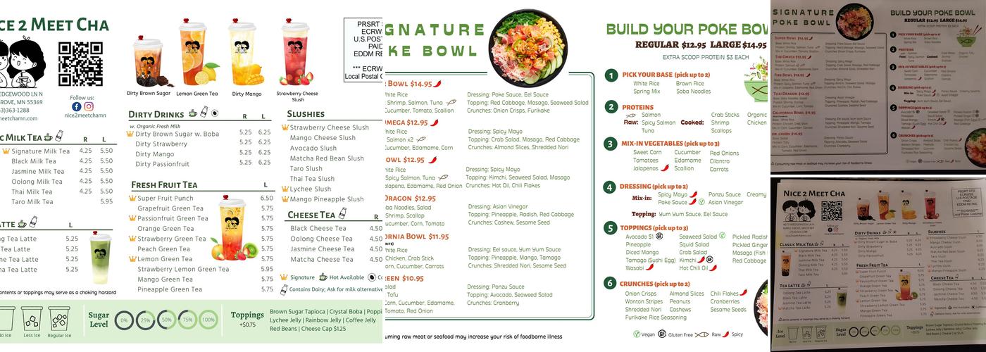 Nice 2 Meet Cha Menu