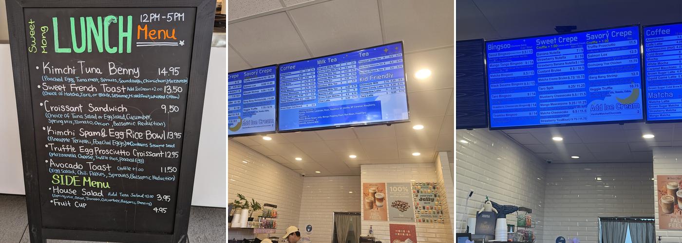 Sweet Mong Menu