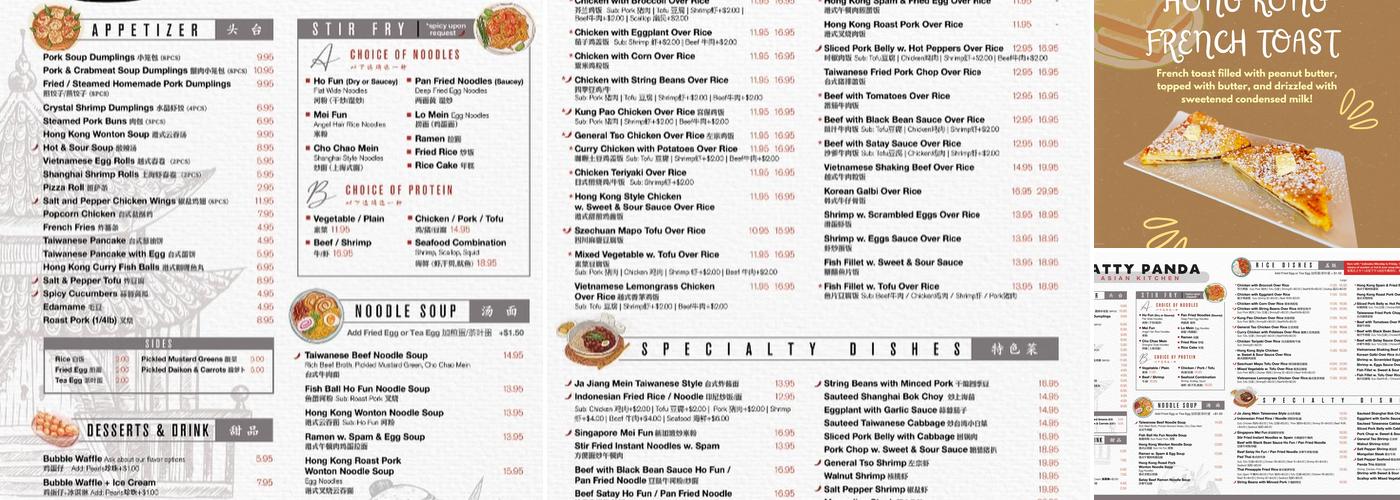 Sharetea Fatty Panda Menu