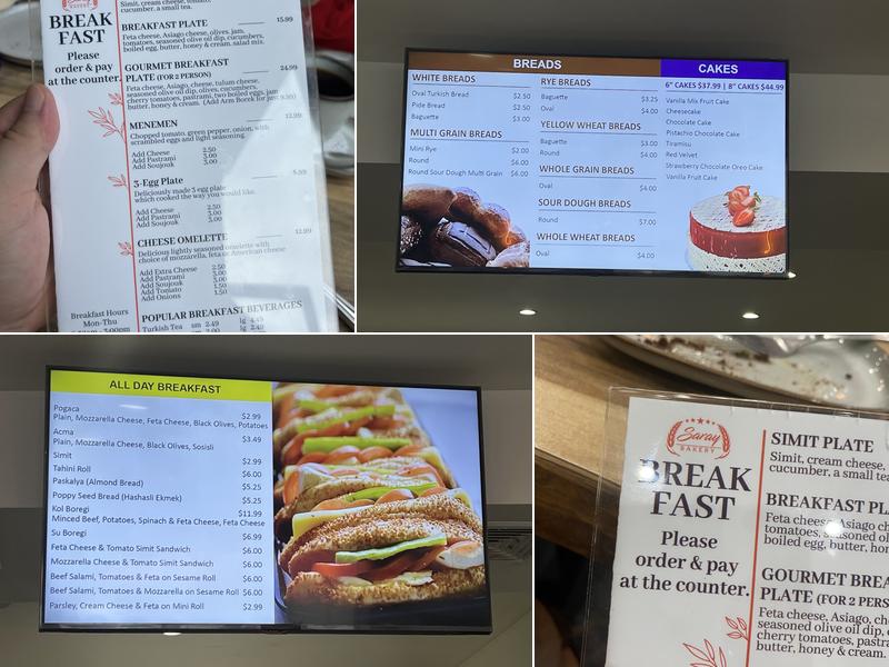 Saray Bakery Menu