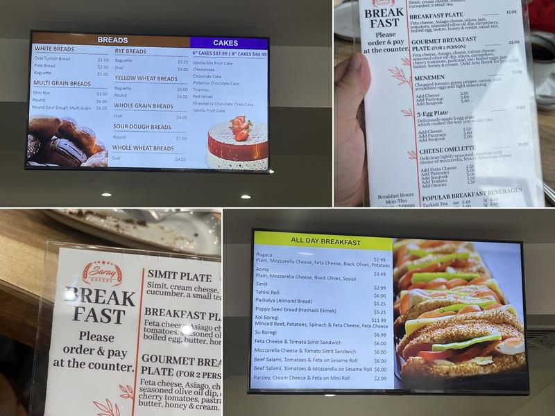 Saray Bakery Menu