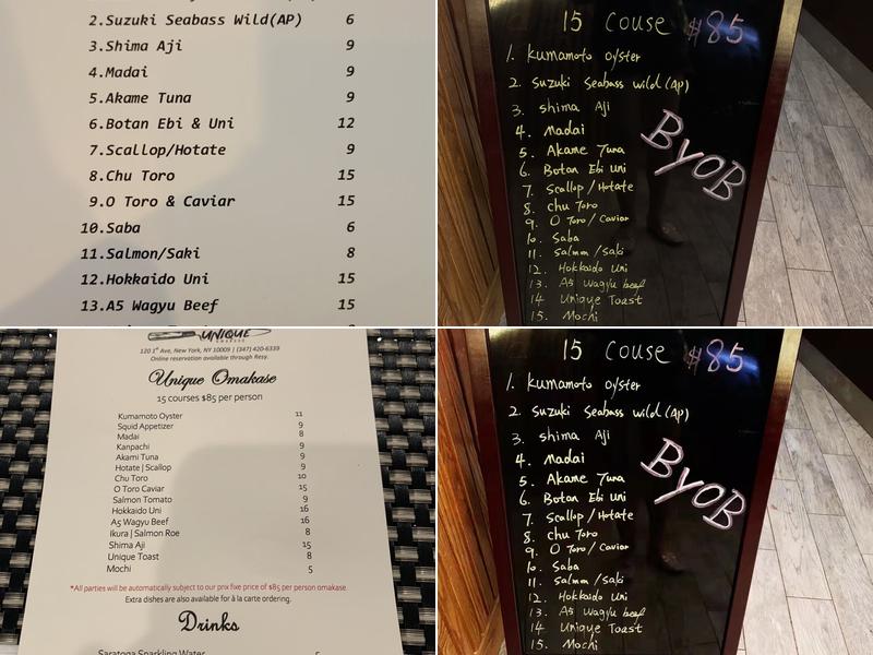 Unique Omakase Menu
