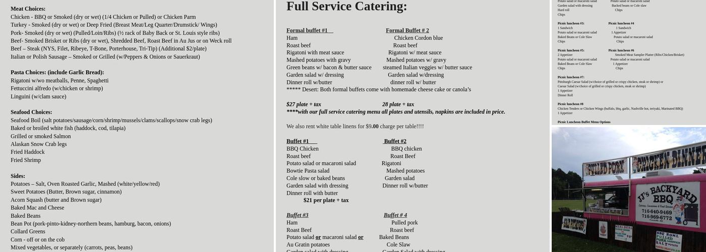 JJ's Backyard Bbq & Catering Menu