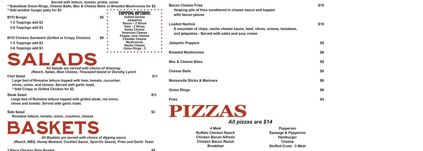 The Main Spot Menu