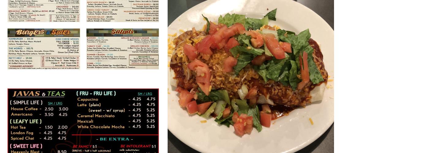 Grounded Coffee Shop and Bookstore Menu