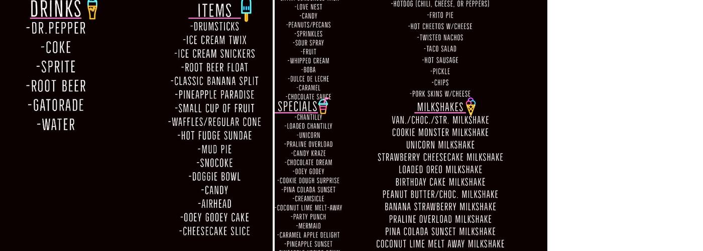 Sno-Balls Plus Menu
