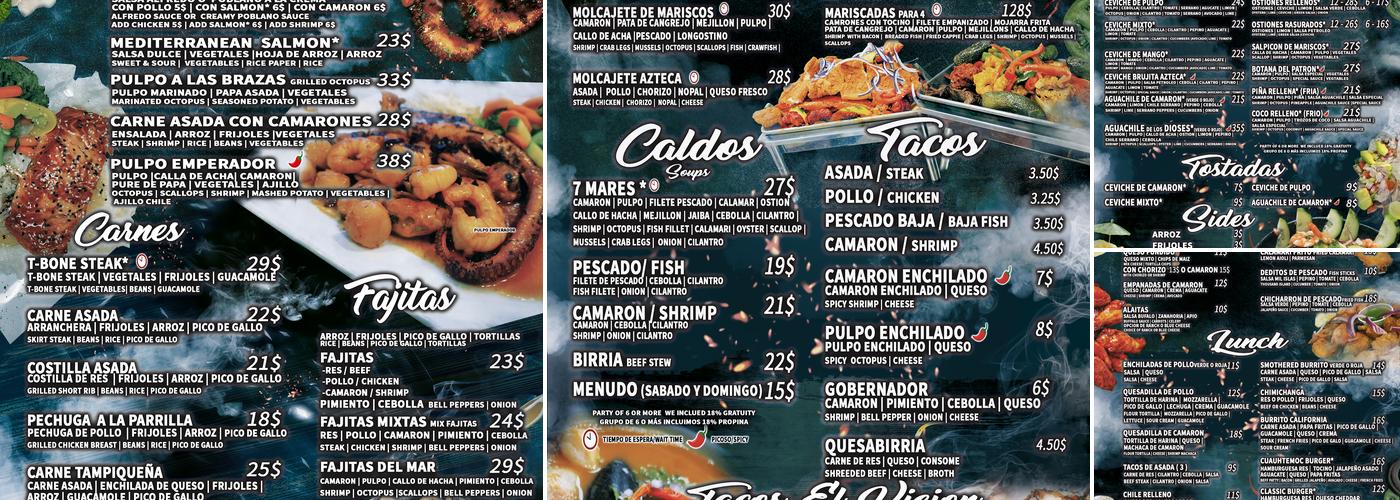 Imperio Mexican Restaurant Menu