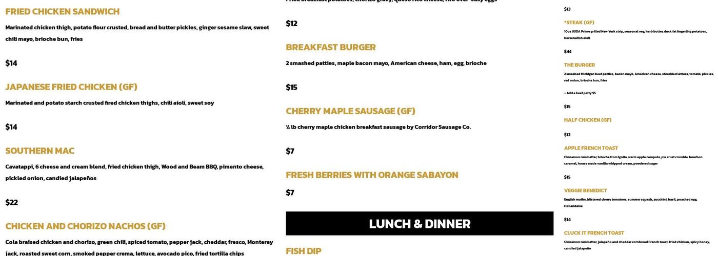 Wood Shop Social Menu